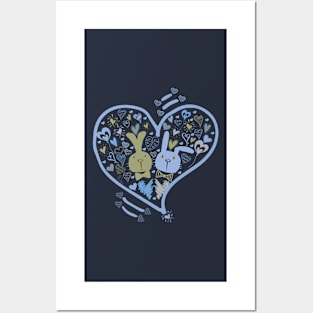 2 Cute Bunnies in a Heart Posters and Art